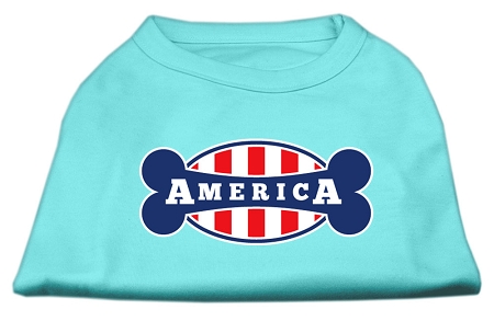 Bonely in America Screen Print Shirt Aqua Lg